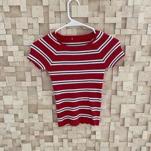 White and red striped shirt